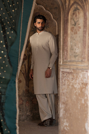 Sand Beige Egyptian Cotton Shalwar Kameez